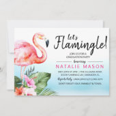 Tropical Let's Flamingle Abschluss Einladung (Vorderseite)