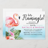 Tropical Let's Flamingle Housewarming Einladung (Vorne/Hinten)
