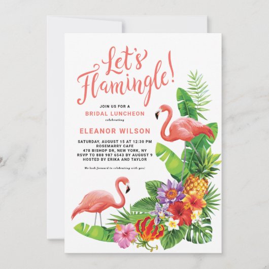 Tropical Let's Flamingle Summer Bridal Luncheon Einladung (Vorderseite)