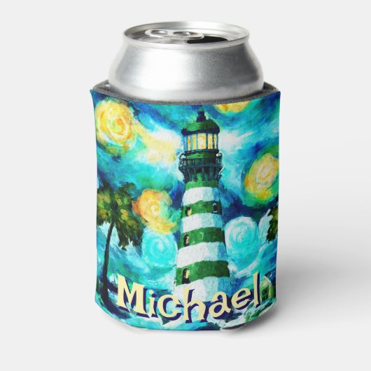 Tropical Lighthouse Coastal Nautical Personalisier Dosenkühler (Kanne Rückseite)
