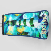 Tropical Lighthouse Coastal Nautical Personalisier Golf Headcover (Vorderseite)