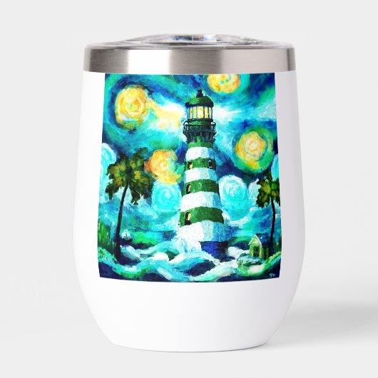 Tropical Lighthouse & Palm Trees Green Blue Aquama (Vorderseite)