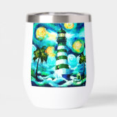 Tropical Lighthouse & Palm Trees Green Blue Aquama (Rückseite)