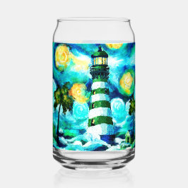 Tropical Lighthouse & Palm Trees Green Blue Aquama Dosenglas