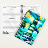 Tropical Lighthouse & Palm Trees Green Blue Aquama Notizblock (Innen)