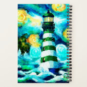 Tropical Lighthouse & Palm Trees Green Blue Aquama Notizblock (Rückseite)