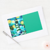 Tropical Lighthouse & Palm Trees Green Blue Aquama Rechteckiger Aufkleber (Umschlag)