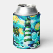 Tropical Lighthouse Palm Trees Küste Nautic Dosenkühler (Kanne Vorderseite)