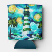 Tropical Lighthouse Palm Trees Küste Nautic Dosenkühler (Rückseite)