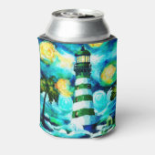 Tropical Lighthouse Palm Trees Küste Nautic Dosenkühler (Kanne Rückseite)