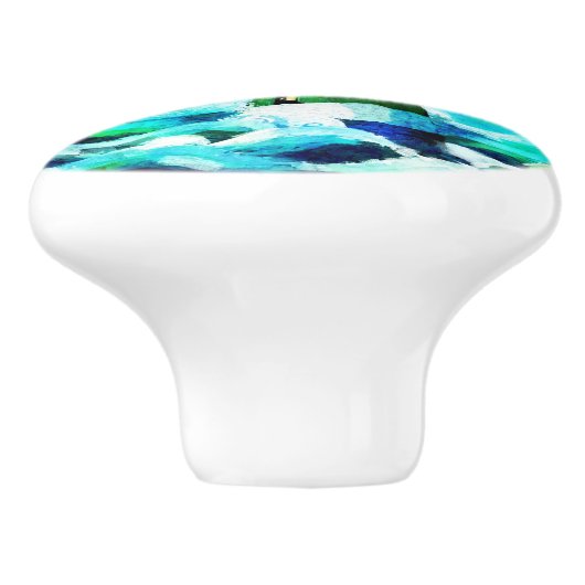 Tropical Lighthouse Palm Trees Küste Nautic Keramikknauf (Seitenansicht)