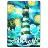 Tropical Lighthouse & Palmen Personalisiert Klemmbrett (Rückseite)