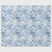 Tropical Lila Blue Floral Blätter Brautparty Geschenkpapier (Flach)