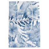 Tropical Lila Blue Floral Blätter Brautparty Mittlere Geschenktüte (Rückseite)