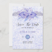 Tropical Lila Blue Palm Leaf Save the Date (Vorderseite)