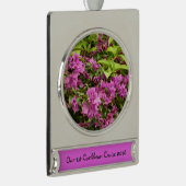 Tropical Lila Bougainvillea Floral Banner-Ornament Silber (Rechts)