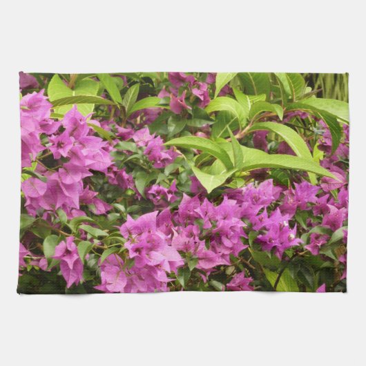 Tropical Lila Bougainvillea Floral Handtuch (Horizontal)