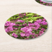 Tropical Lila Bougainvillea Floral Runder Pappuntersetzer (Angewinkelt)
