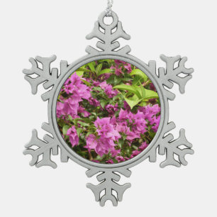 Tropical Lila Bougainvillea Floral Schneeflocken Zinn-Ornament