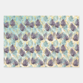 Tropical Lila Green Gold Blätter