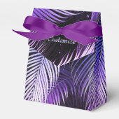 Tropical Lila Palm Blätter Zelt Gefallen Box Geschenkschachtel (Vorderseite)