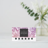 Tropical Lila/Pink Glitzer Palms Loyalty Card Treuekarte (Stehend Vorderseite)