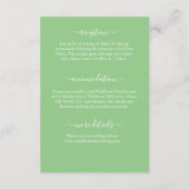 Tropical Lime Green Palm Monogramme Hochzeit Begleitkarte (Rückseite)