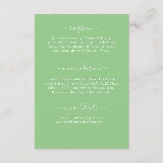 Tropical Lime Green Palm Monogramme Hochzeit Begleitkarte (Rückseite)