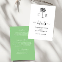 Tropical Lime Green Palm Monogramme Hochzeit
