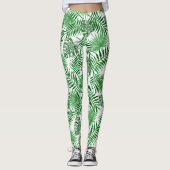 Tropical Lime Green Summer Palmtree Leafs Muster Leggings (Vorderseite)