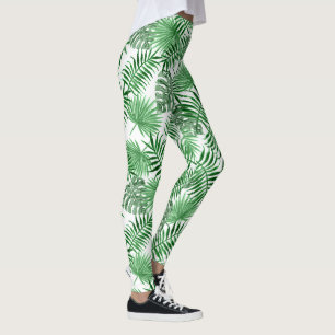 Tropical Lime Green Summer Palmtree Leafs Muster Leggings