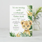 Tropical Lion Cub Boy Baby Shower Einladung (Stehend Vorderseite)