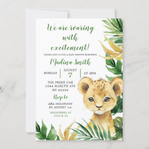 Tropical Lion Cub Boy Baby Shower Einladung