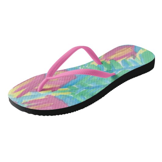 Tropical Lotus Garden Flip Flops Badesandalen (Schrägansicht)