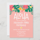 Tropical Luau 10. Geburtstag Einladung (Vorderseite)