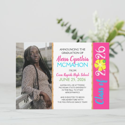 Tropical Luau 3 Foto Abschluss Ankündigung (Stehend Vorderseite)