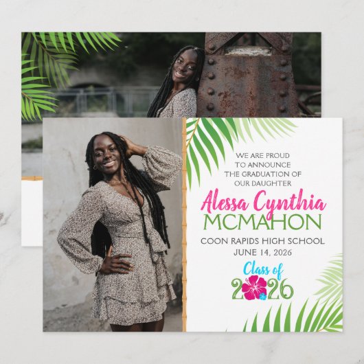 Tropical Luau Abschluss 2 Foto Ankündigung (Vorne/Hinten)