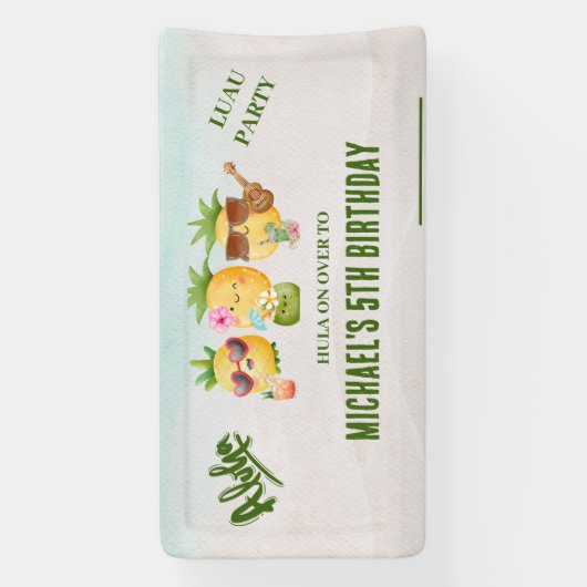 Tropical Luau Ananas Beach Geburtstag Banner (Vertikal)
