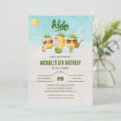 Tropical Luau Ananas Beach Geburtstag Einladung (Stehend Vorderseite)