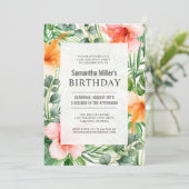 Tropical Luau Birthday Pool Party Einladung (Stehend Vorderseite)