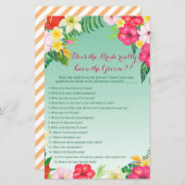 Tropical Luau Brautparty Game DRUCKT (Vorne/Hinten)