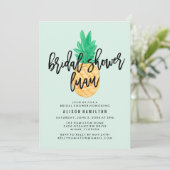 Tropical Luau Bridal Dusche Einladung in Minze (Stehend Vorderseite)