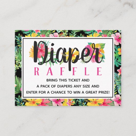 Tropical Luau Diaper Raffle Ticket, BOHO Begleitkarte (Vorderseite)