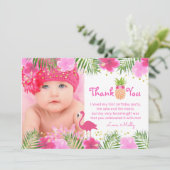 Tropical Luau Flamingo 1. Geburtstagskind Danke (Stehend Vorderseite)