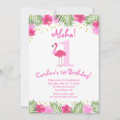 Tropical Luau Flamingo 1st Birthday Girl Einladung (Vorderseite)