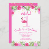 Tropical Luau Flamingo 1st Birthday Girl Einladung (Vorne/Hinten)
