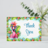 Tropical Luau Flamingo Abschluss Vielen Dank Dankeskarte (Stehend Vorderseite)