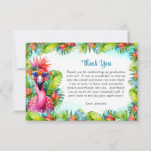 Tropical Luau Flamingo Abschluss Vielen Dank Dankeskarte (Rückseite)