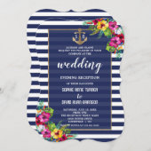 Tropical Luau Floral Wedding Abend Empfang Einladung (Vorne/Hinten)