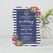 Tropical Luau Floral Wedding Abend Empfang Einladung (Stehend Vorderseite)